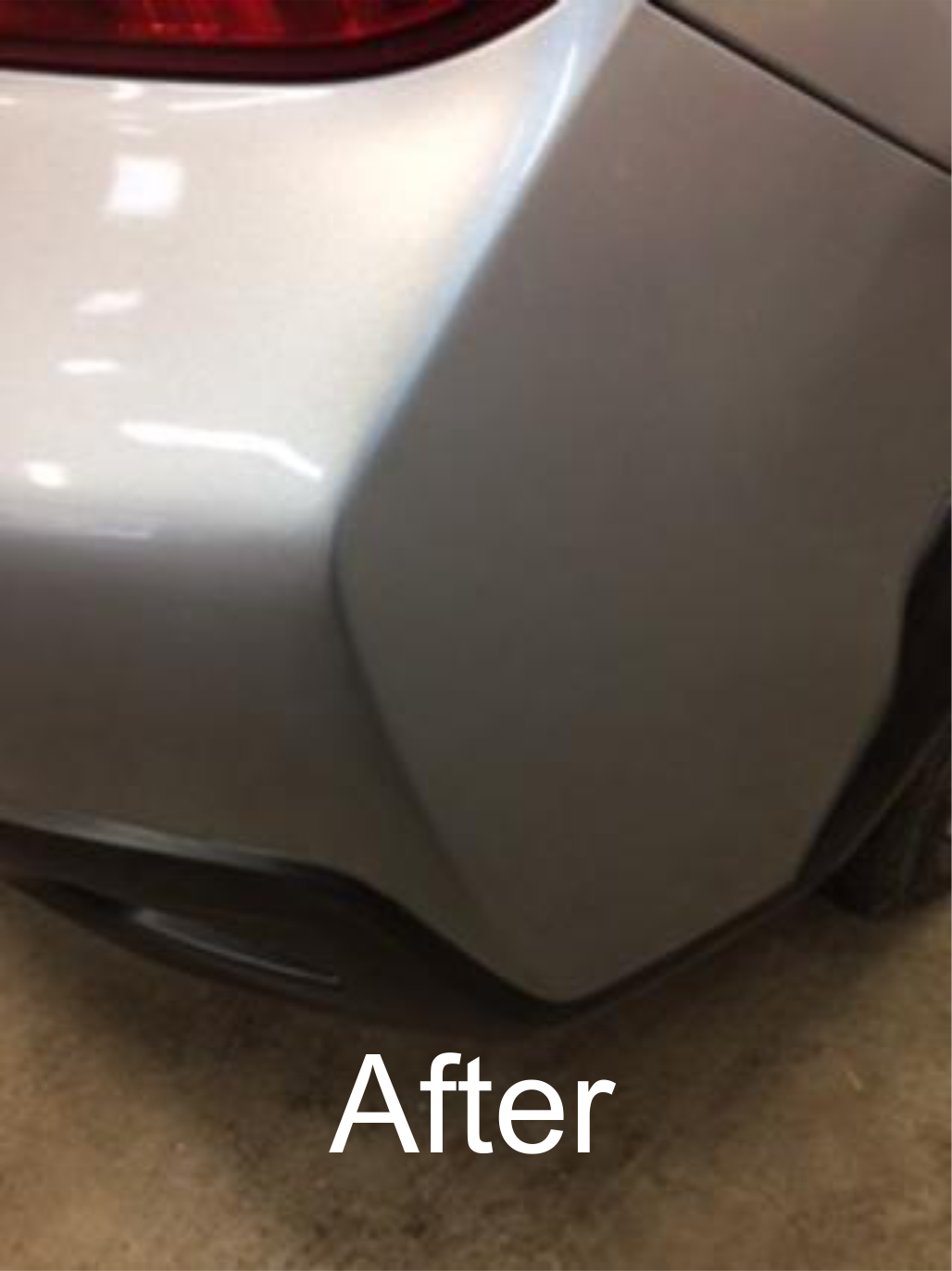 The same car's rear bodywork after repair